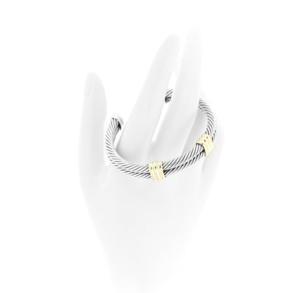 David Yurman Sterling Silver 14K Yellow Gold 10mm Double Bracelet 2 of 5