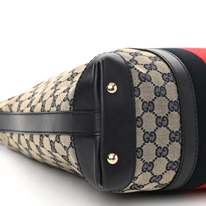 Gucci Monogram Vintage Web Medium Hobo Navy 9 of 21