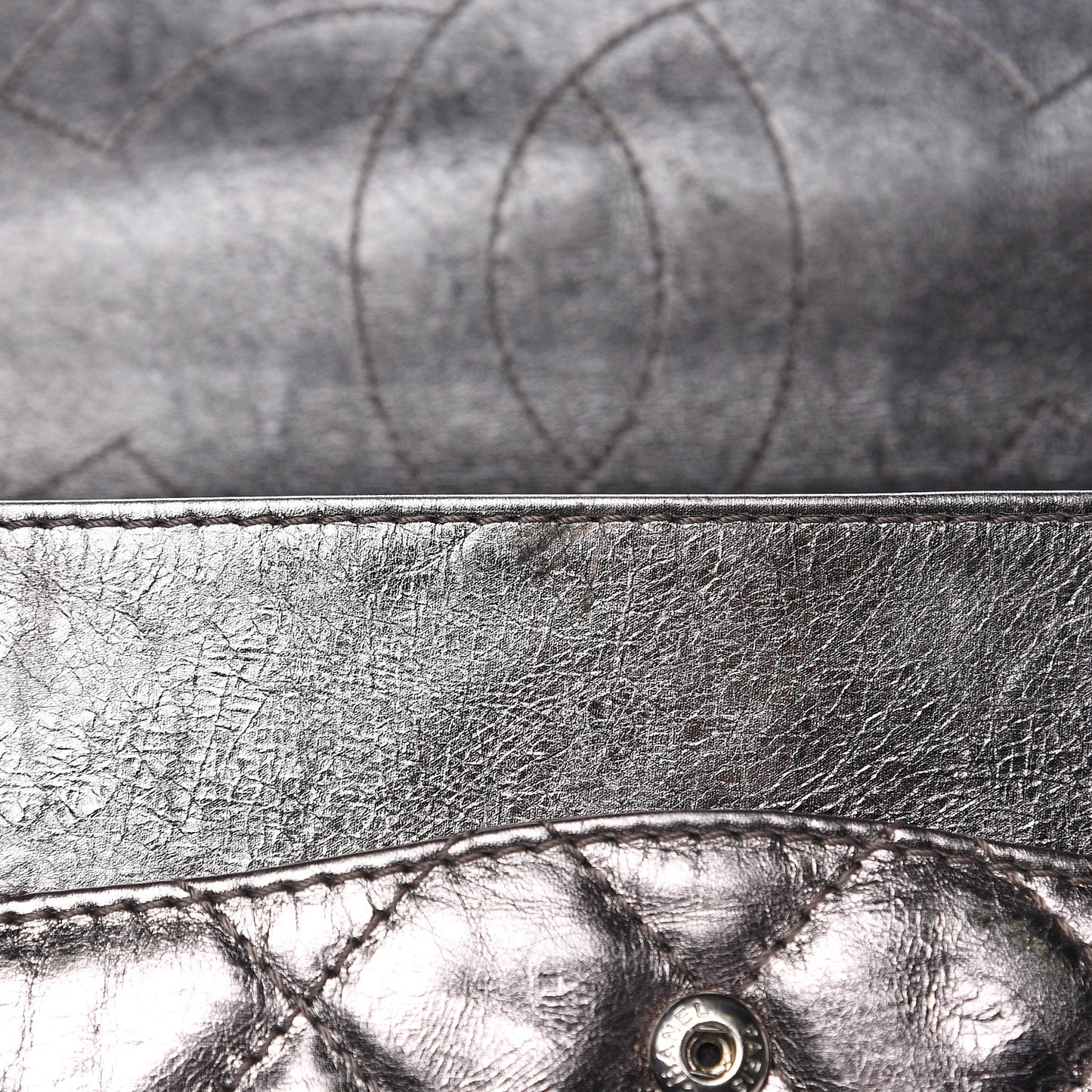 Metallic Aged Calfskin Quilted 2.55 Reissue 227 Flap Dark Silver