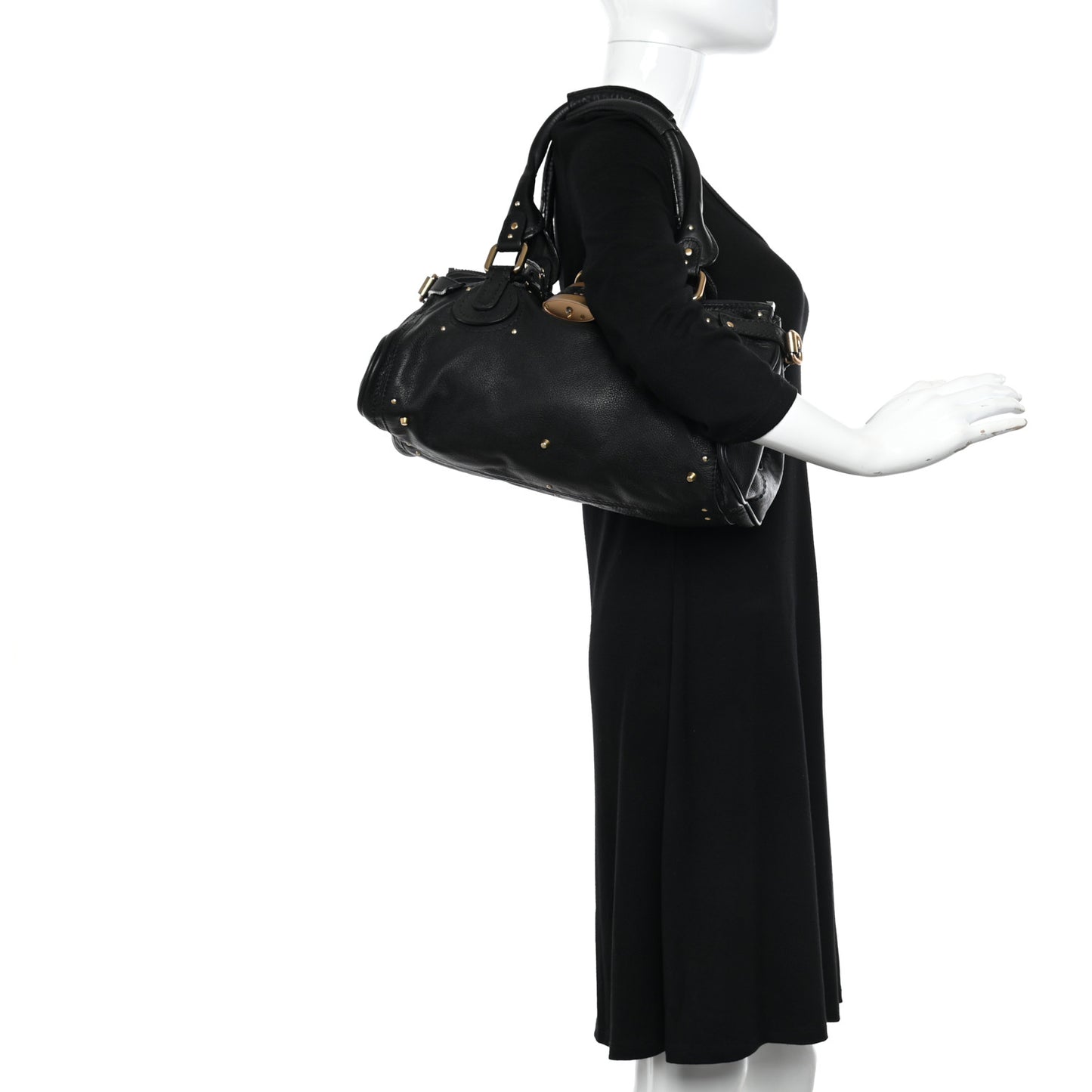 Leather Medium Paddington Satchel Black