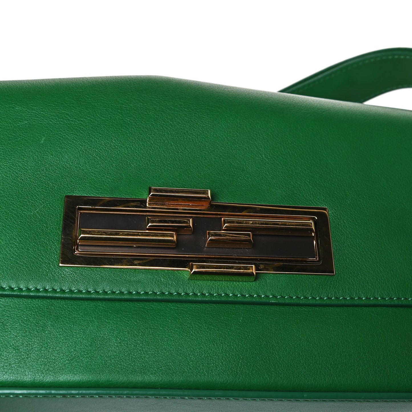 Vitello Dolce Shiny Nappa 3Baguette Shoulder Bag Green