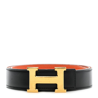 Hermes Box Togo 32mm H Belt 110 Black Orange 1 of 6