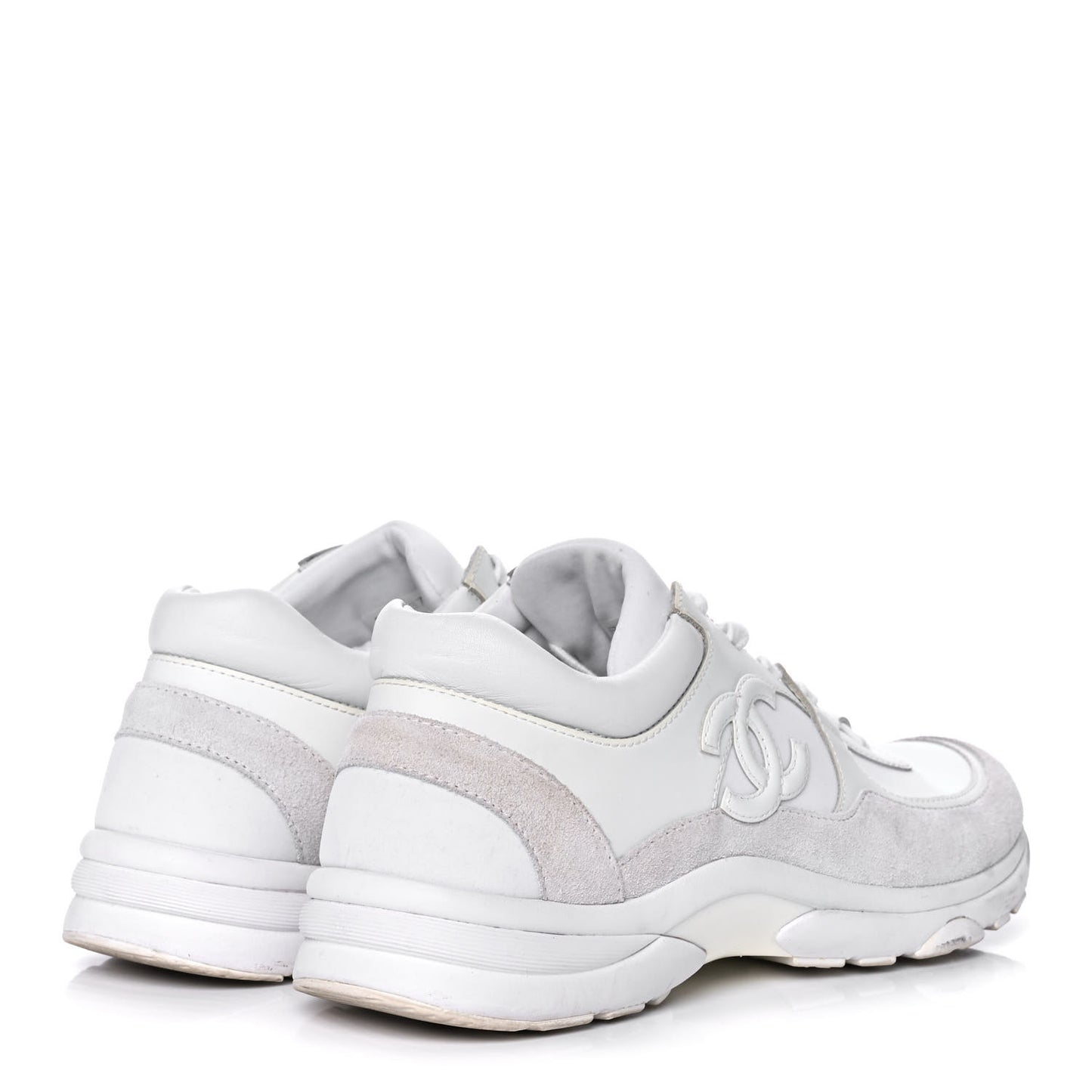 Suede Calfskin Fabric CC Sneakers 40.5 White