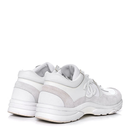 Chanel Suede Calfskin Fabric CC Sneakers 40.5 White 4 of 10