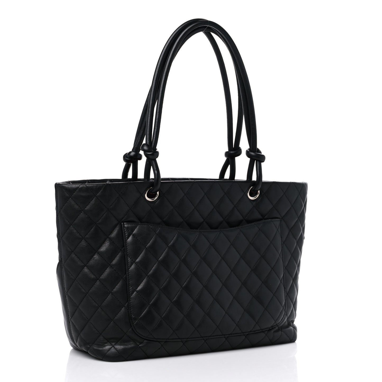 Calfskin Quilted Large Cambon Tote Black