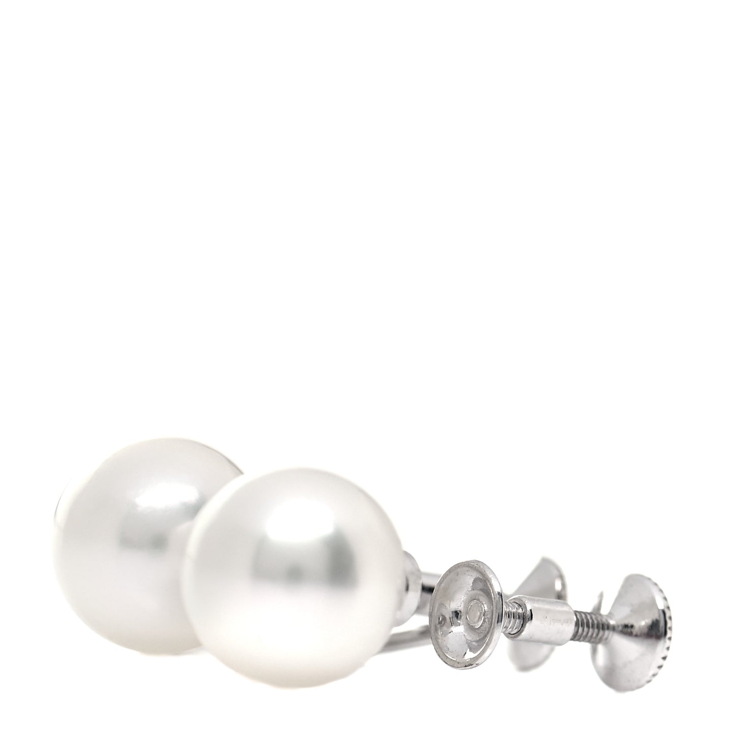18K White Gold Akoya Pearl 8mm Screw Back Earrings