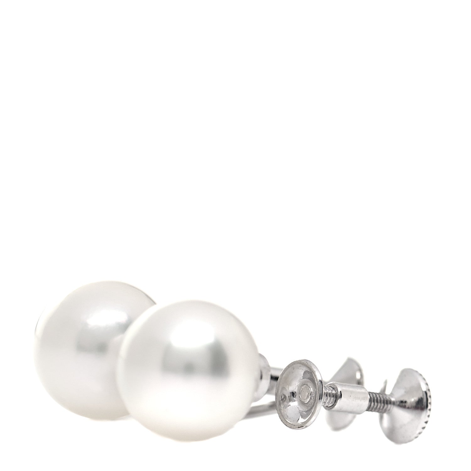 Mikimoto 18K White Gold Akoya Pearl 8mm Screw Back Earrings 5 of 5