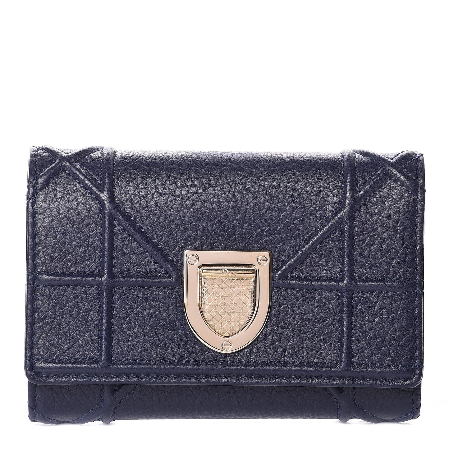 Grained Calfskin Cannage Diorama Elancee Wallet Blue