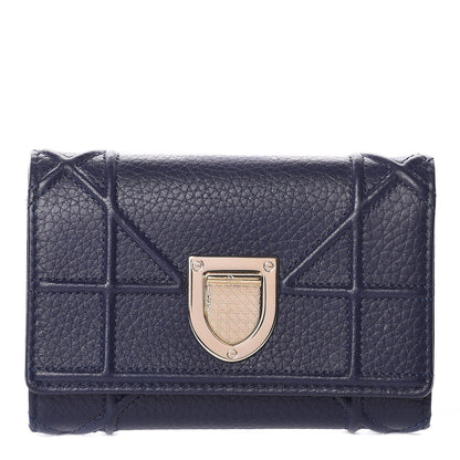 Christian Dior Grained Calfskin Cannage Diorama Elancee Wallet Blue 1 of 8