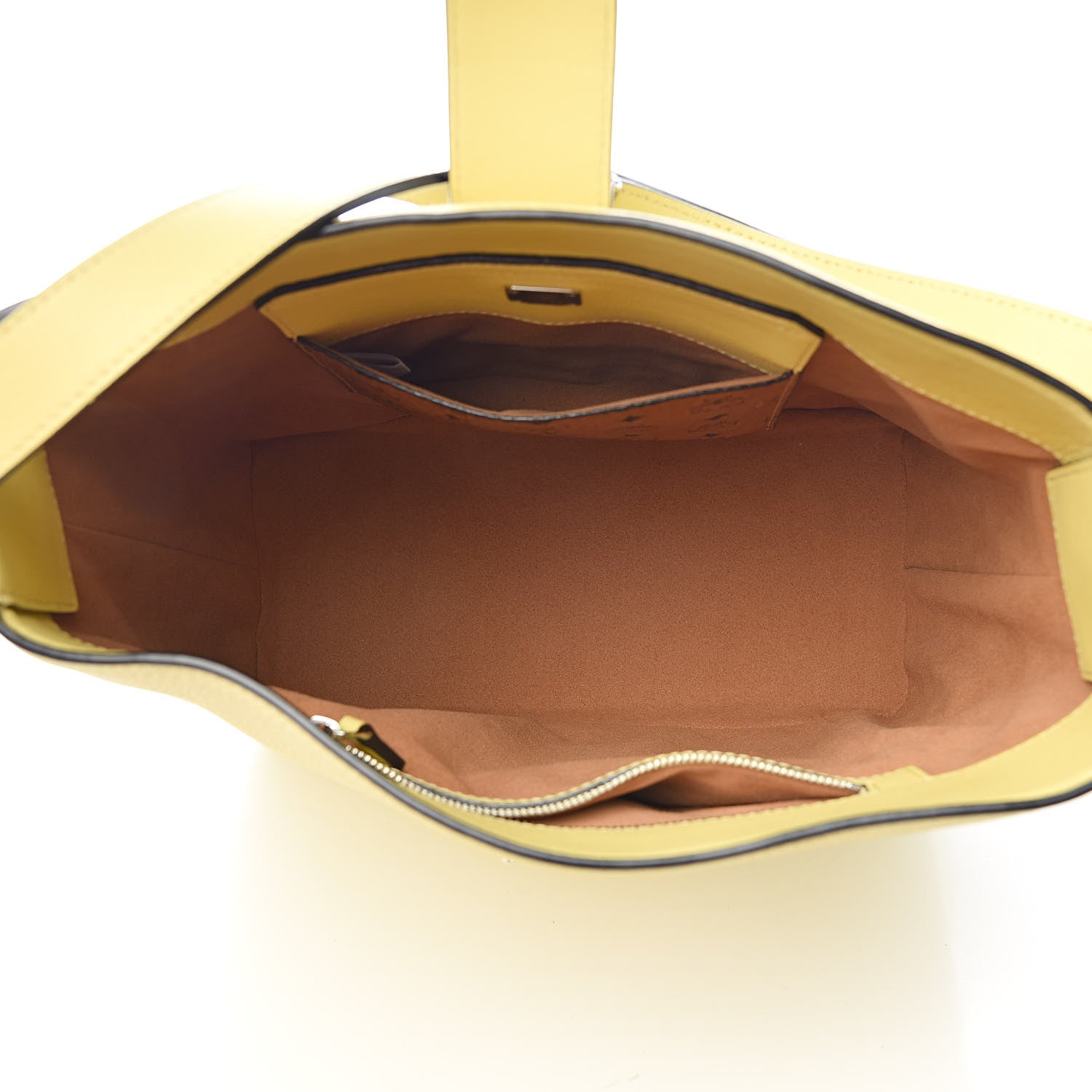MCM Grained Calfskin Crossbody Hobo Yellow 5 of 9