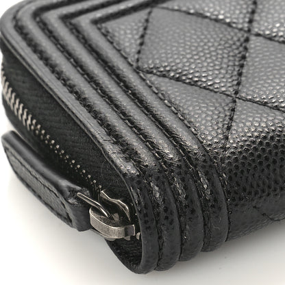 Chanel Caviar Quilted Boy Zip Around Coin Purse Wallet Black 8 of 10