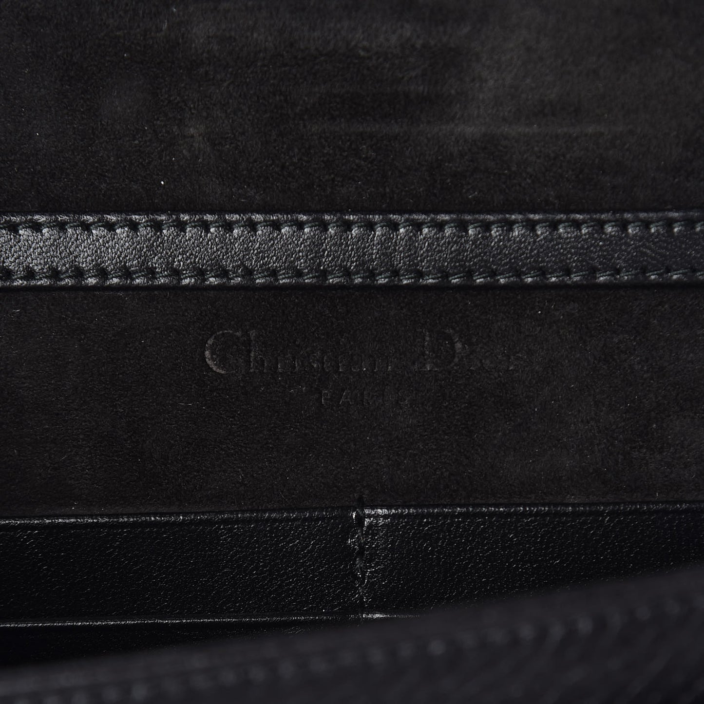 Grained Calfskin Diorama Wallet on Chain Pouch Black