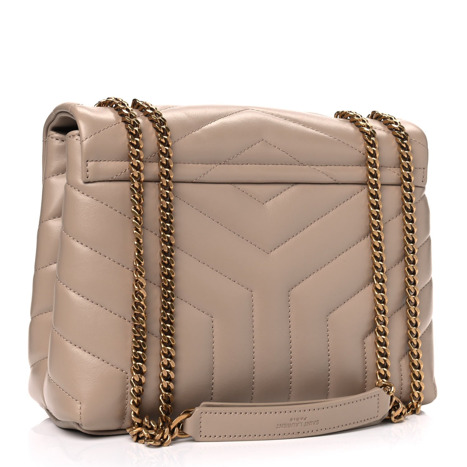 Saint Laurent Calfskin Y Quilted Monogram Small Loulou Chain Satchel Dark Beige 2 of 4