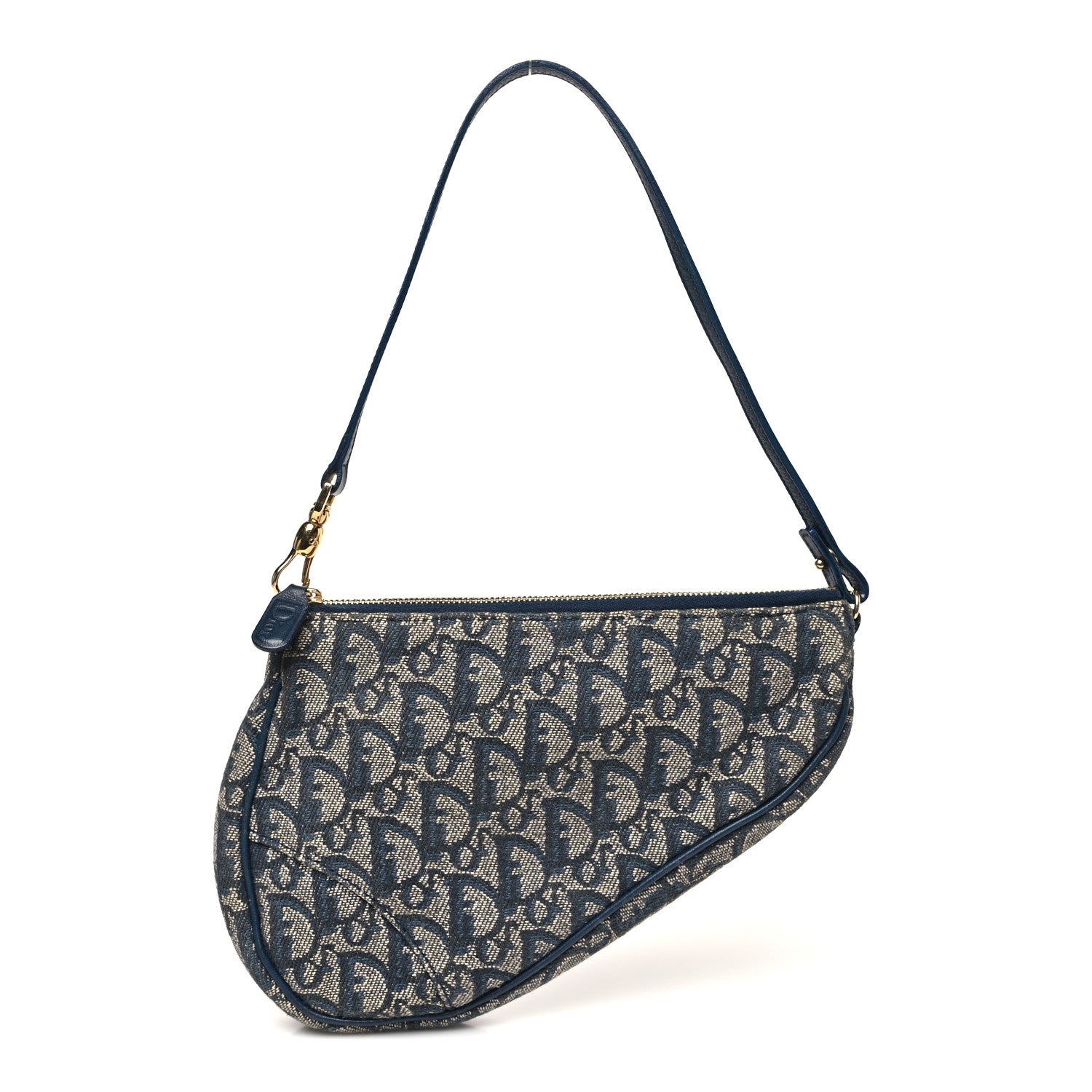 Christian Dior Monogram Mini Saddle Pochette Navy 1 of 9