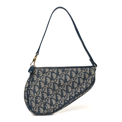 Christian Dior Monogram Mini Saddle Pochette Navy 1 of 9