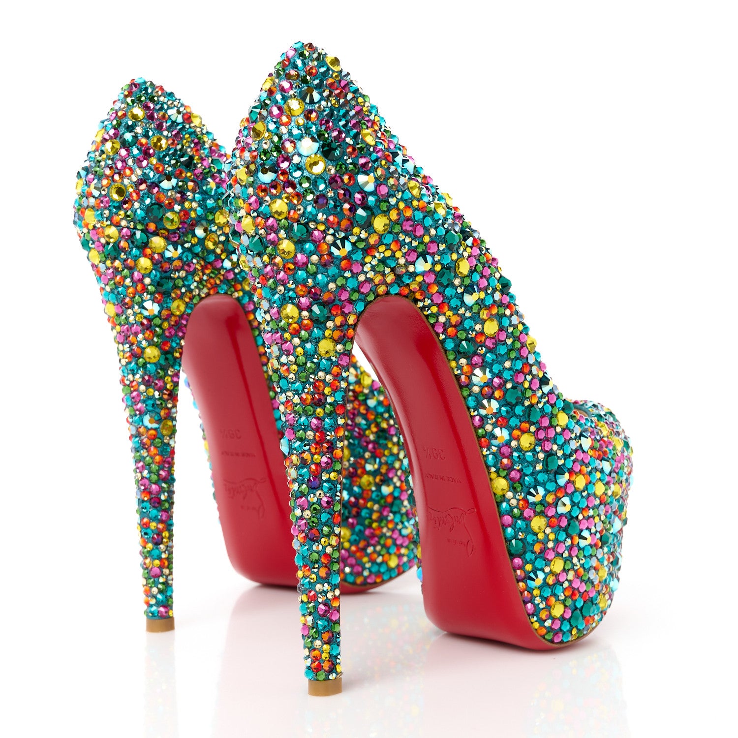 Christian Louboutin Crystal Suede Burma Daffodile Strass 160 Pumps 39.5 Multicolor 4 of 8