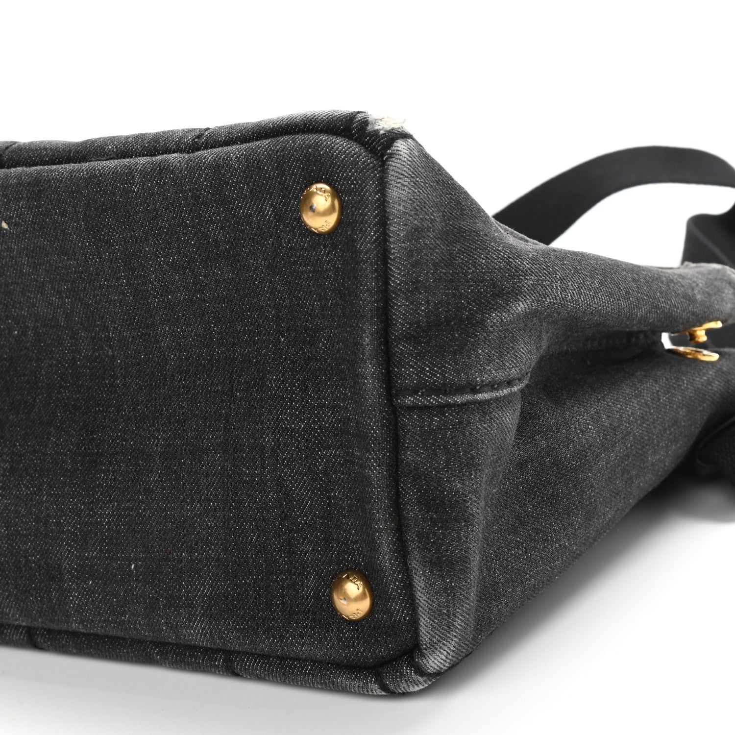 Prada Denim Logo Tote Black 10 of 12