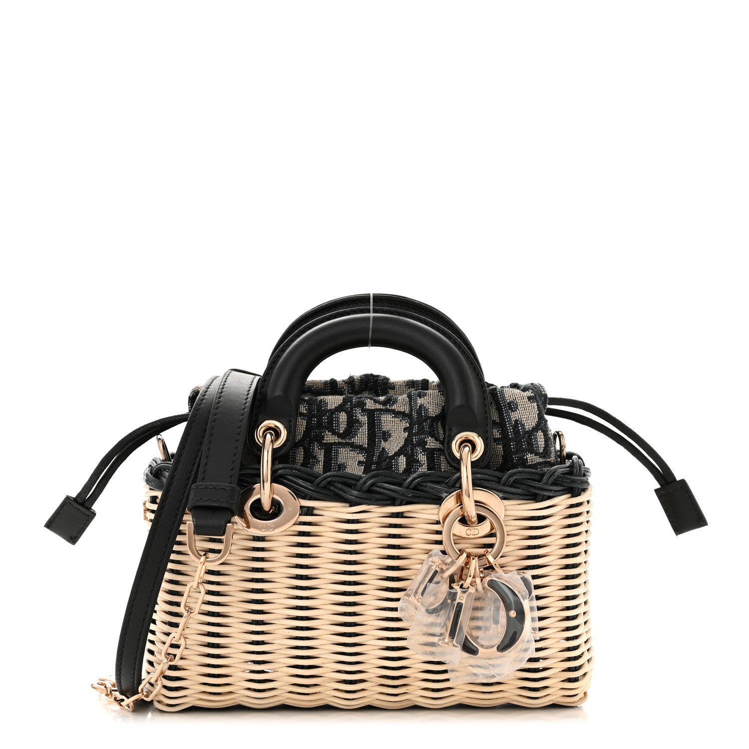 Christian Dior Wicker Oblique Micro Lady D-Joy Bag Natural Black 1 of 10