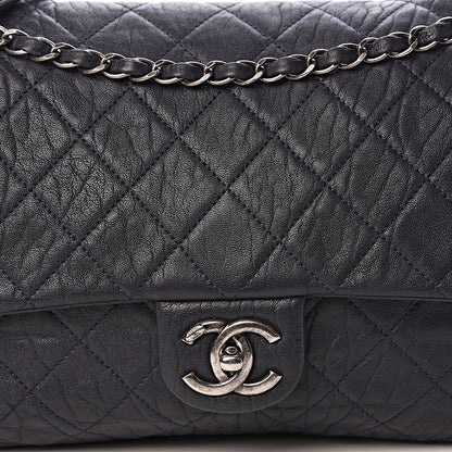 Chanel Sheepskin Quilted Jumbo Easy Flap Navy Blue 8 of 18