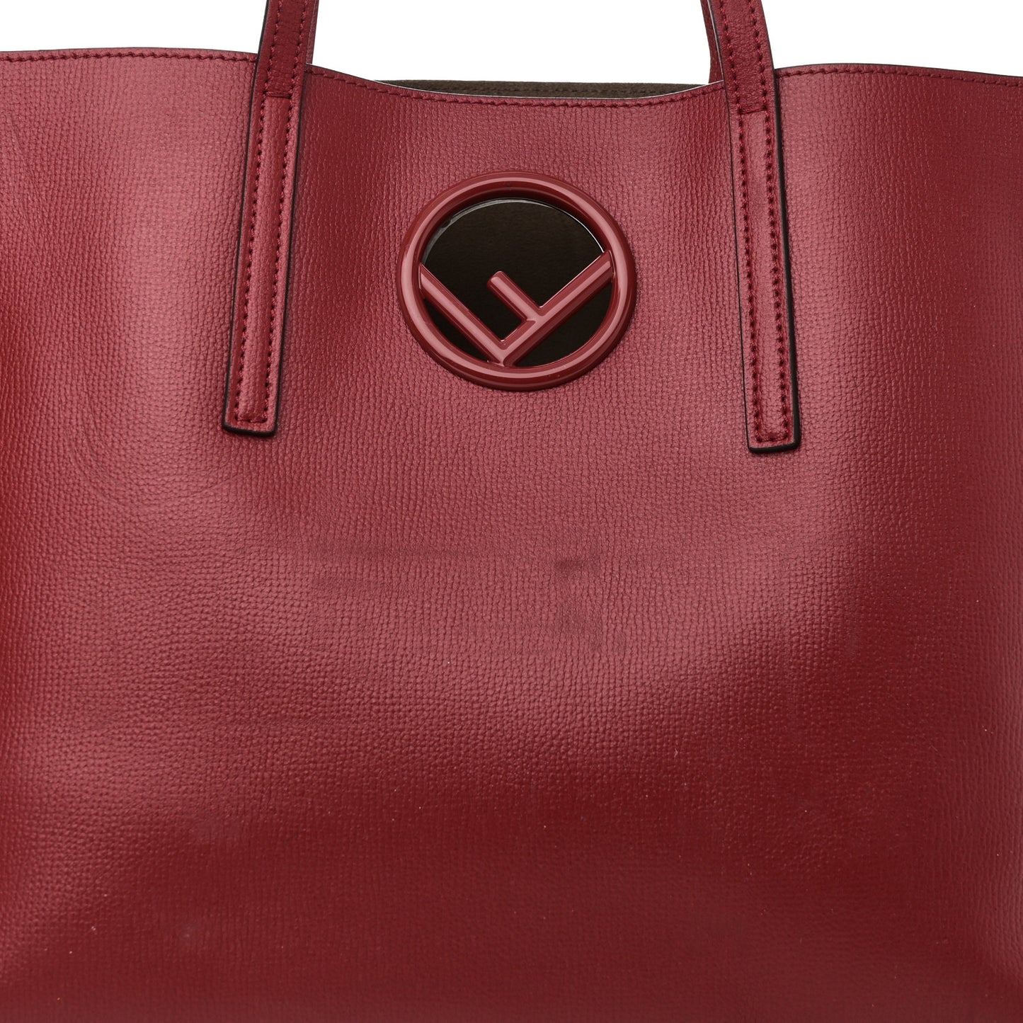 Vitello Vienna Enamel F is Fendi Shopping Tote Fiamma Taupe