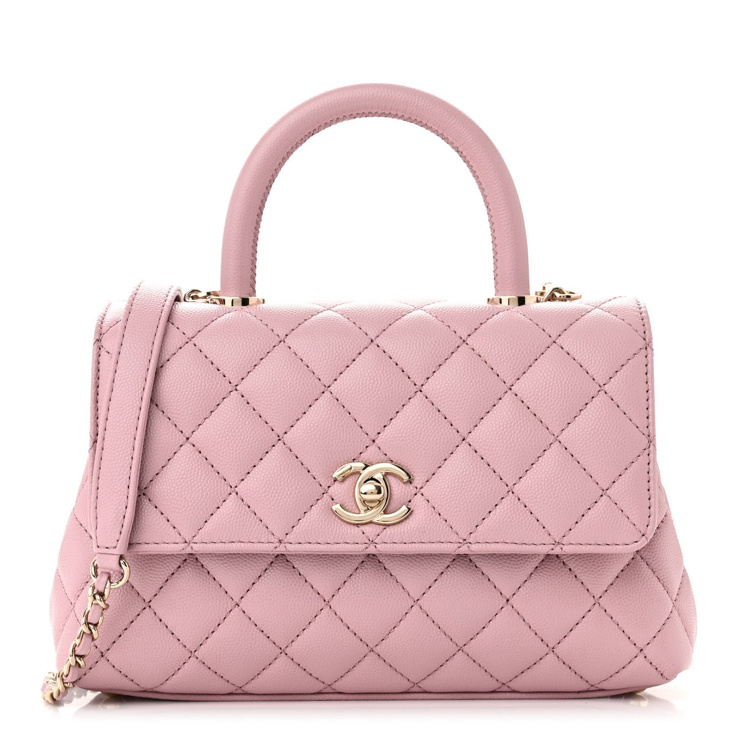 Caviar Quilted Mini Coco Handle Flap Light Pink