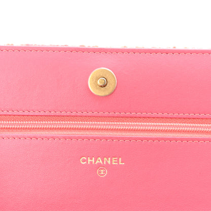 Chanel Wool Tweed Lambskin Quilted Chanel 19 Wallet On Chain WOC Coral Pink 6 of 11