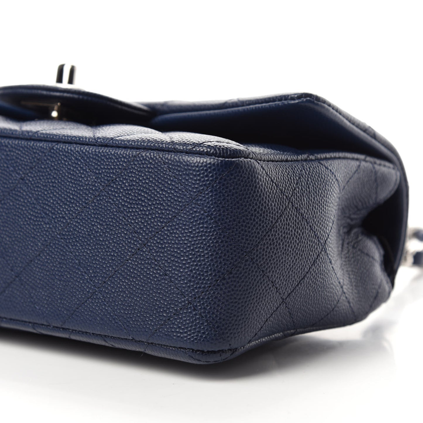 Caviar Quilted Mini Rectangular Flap Navy