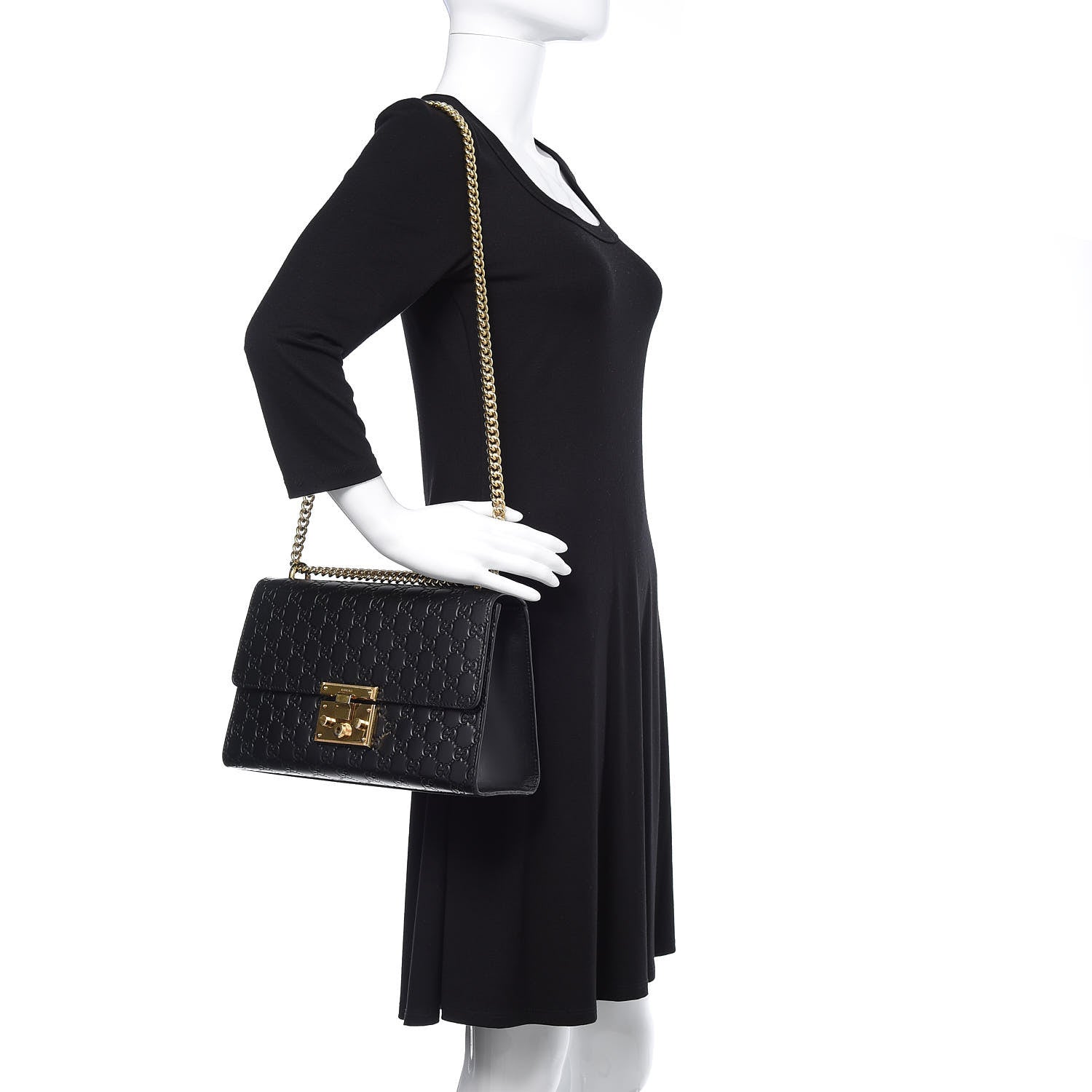 Gucci Guccissima Medium Padlock Shoulder Bag Black 2 of 11