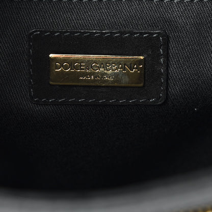 Dolce & Gabbana Calfskin Straw Crocheted Large Embroidered Laser Cut Miss Sicily Satchel Black 6 of 12