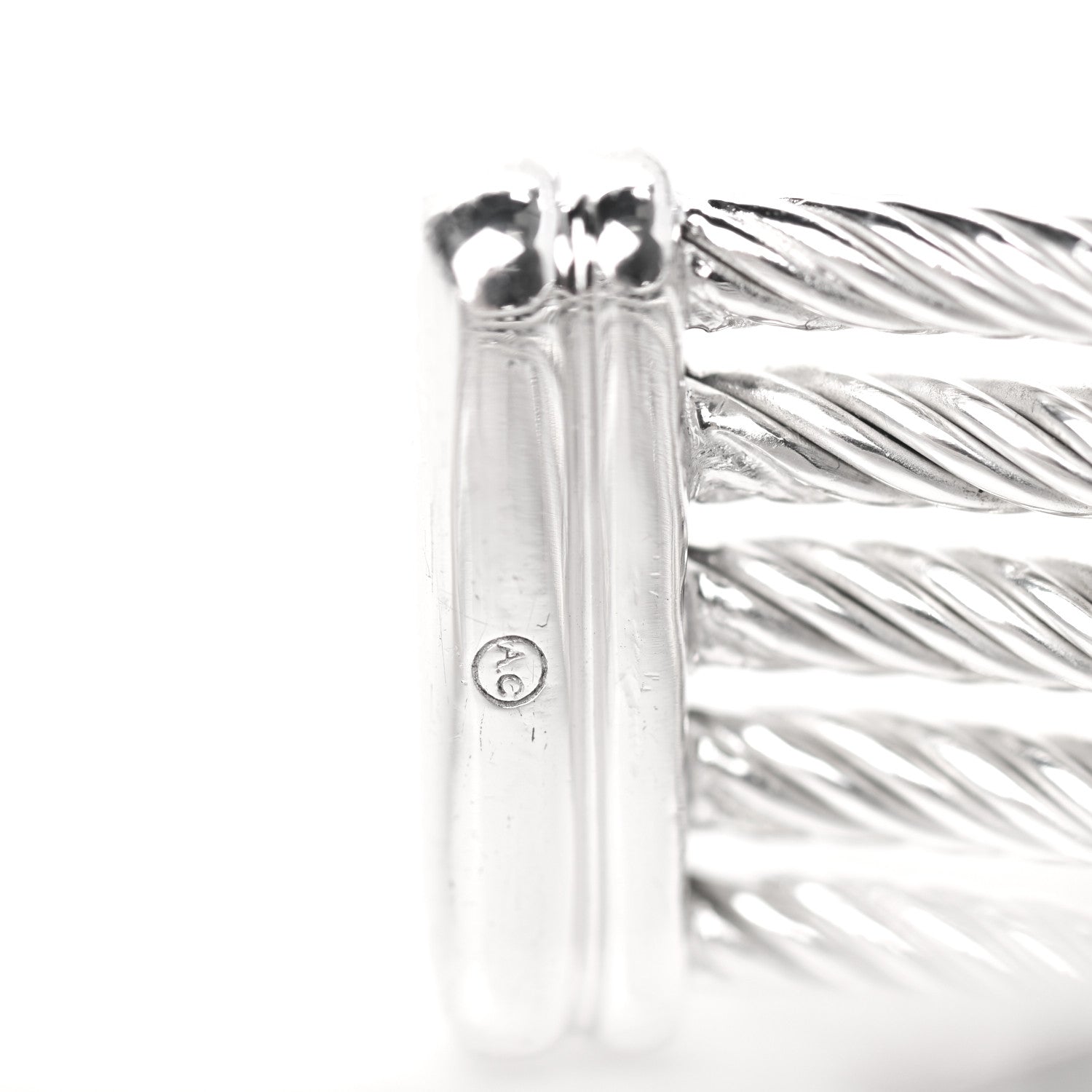 David Yurman Sterling Silver Diamond Five Row Confetti Cuff Bracelet 5 of 6