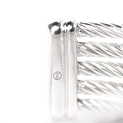 David Yurman Sterling Silver Diamond Five Row Confetti Cuff Bracelet 5 of 6