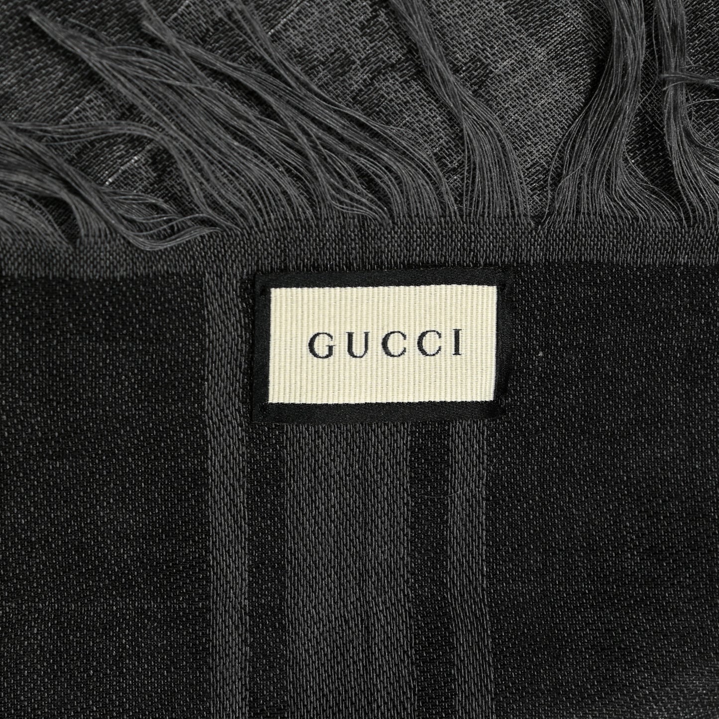 Wool Silk GG Monogram Diamante Plaid Surviee Shawl Graphite Black