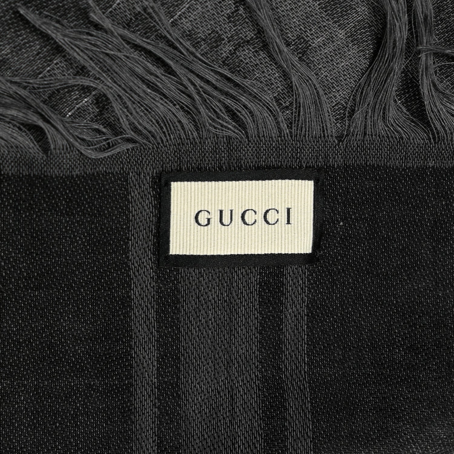 Gucci Wool Silk GG Monogram Diamante Plaid Surviee Shawl Graphite Black 2 of 4