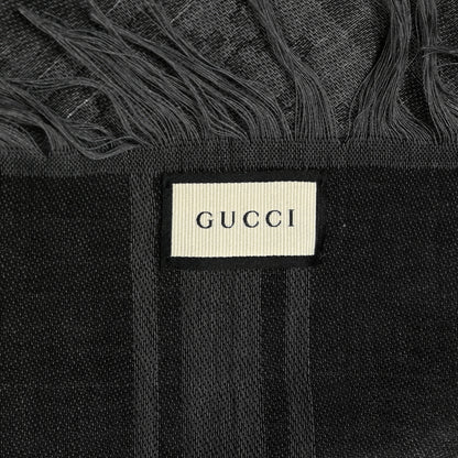 Gucci Wool Silk GG Monogram Diamante Plaid Surviee Shawl Graphite Black 2 of 4