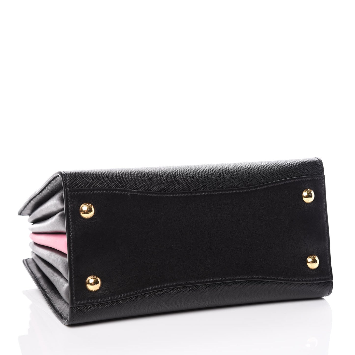 Saffiano City Calfskin Small Bibliothèque Top Handle Black Begonia