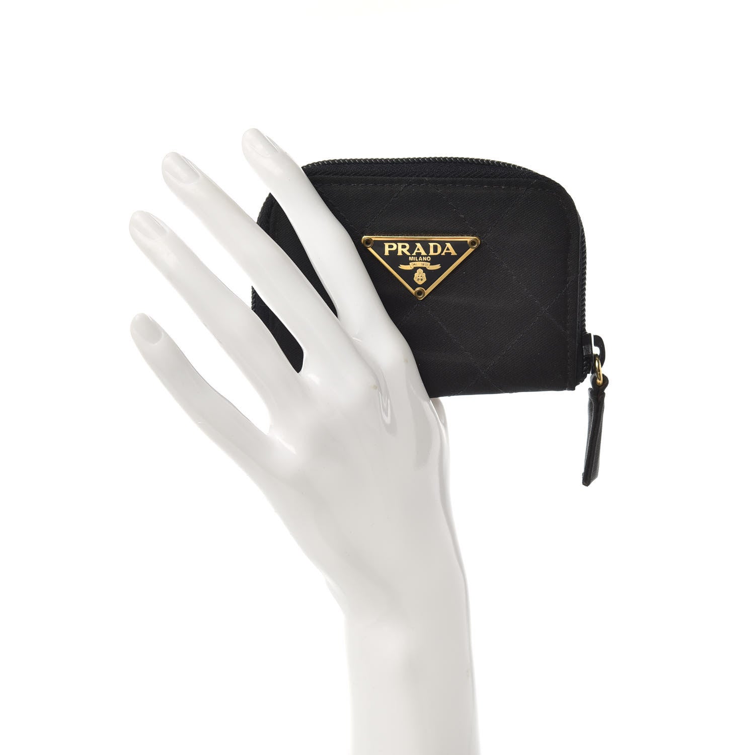 Prada Tessuto Nylon Quilted Compact Zip Around Wallet Black 2 of 7