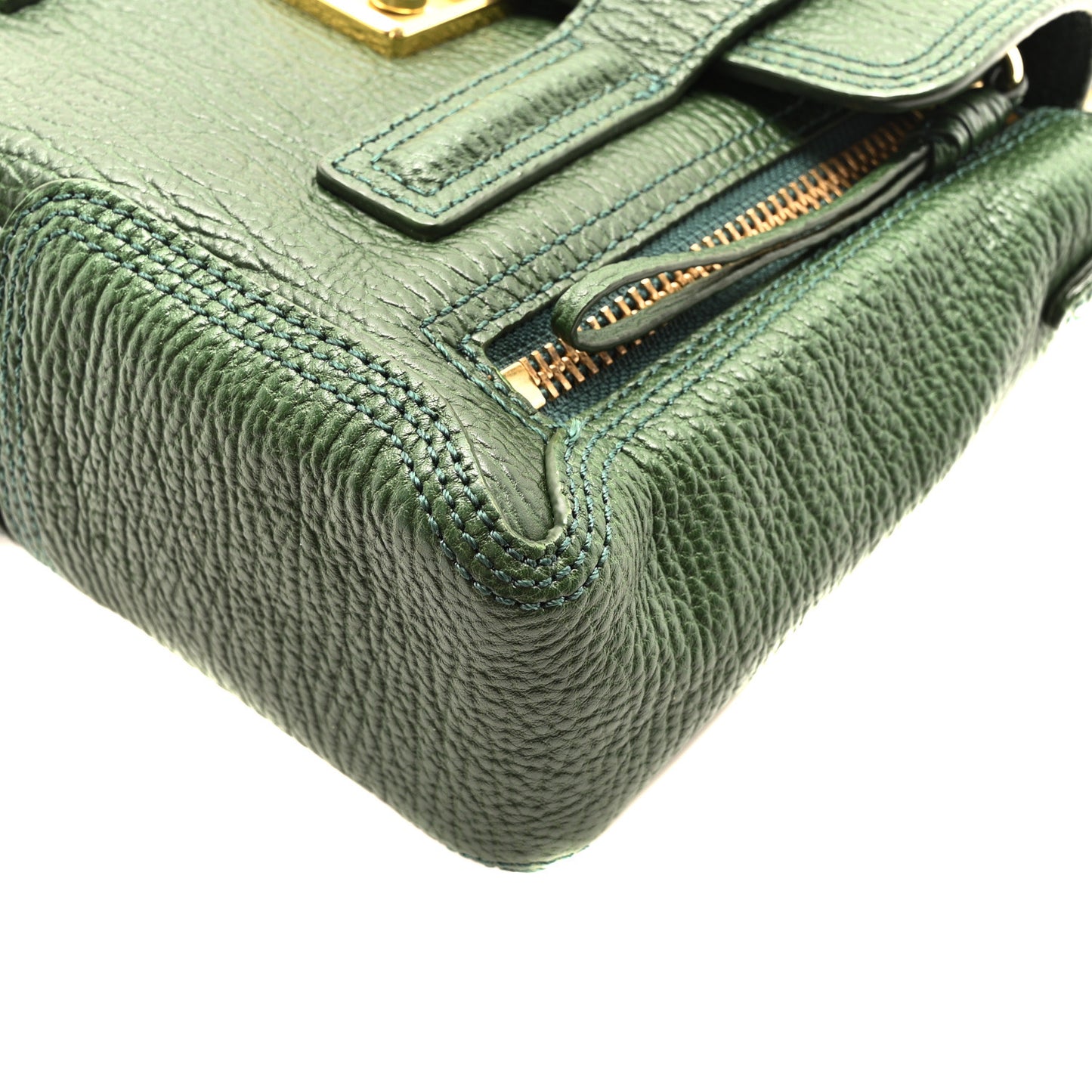 Textured Calfskin Mini Pashli Satchel Military Green