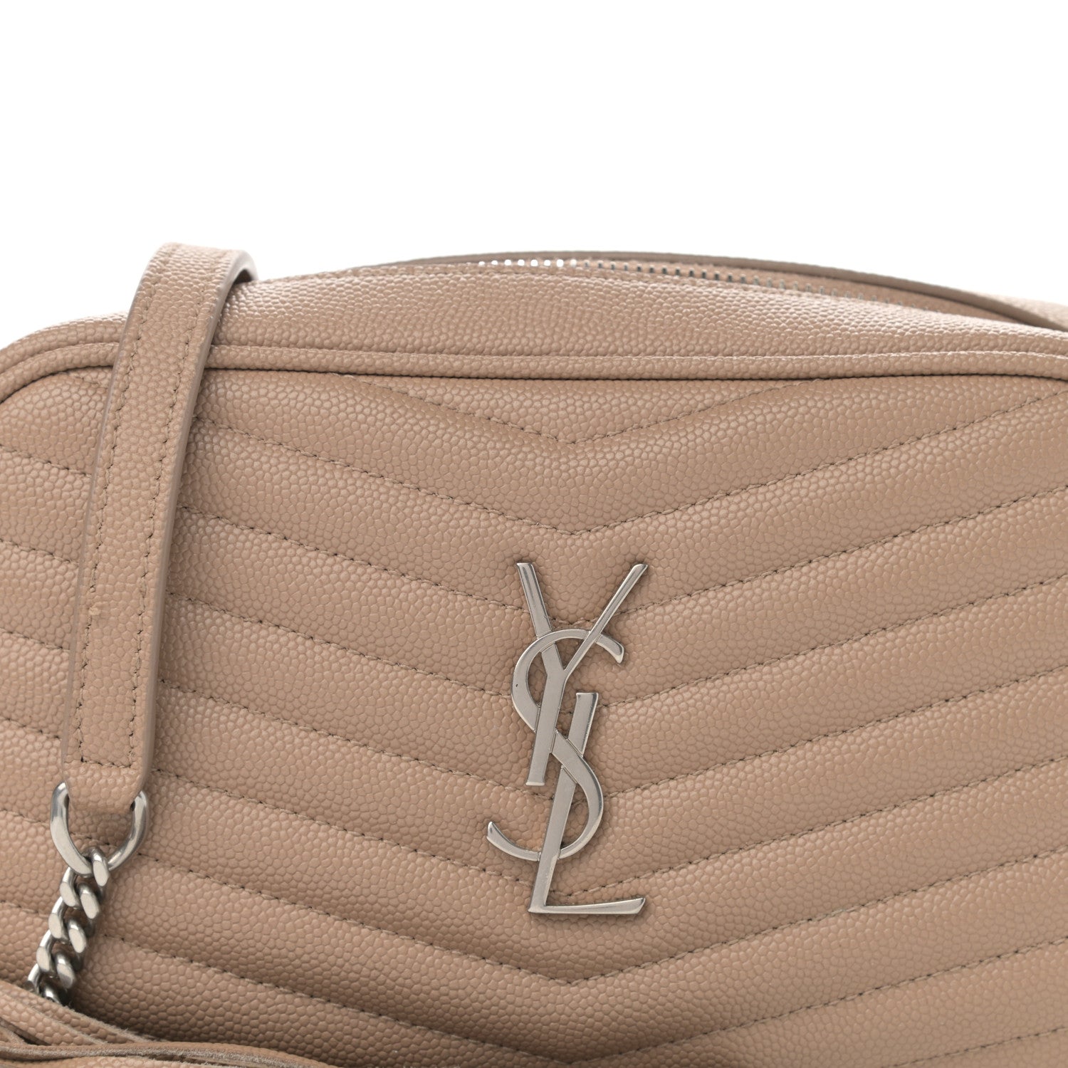 Saint Laurent Grain De Poudre Matelasse Monogram Mini Lou Camera Bag Dark Latte 8 of 13