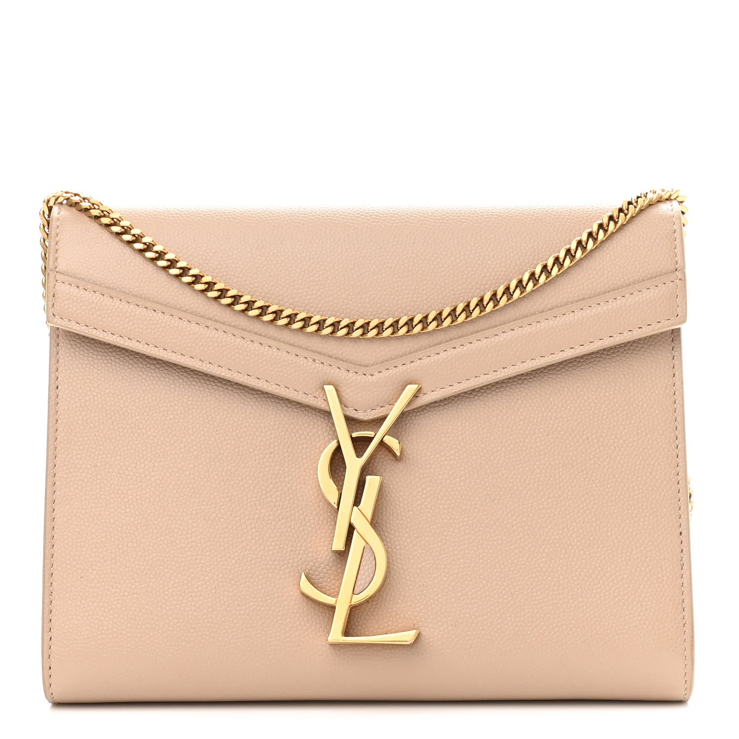 Saint Laurent Grain De Poudre Monogram Cassandra Clasp Bag Beige 1 of 9