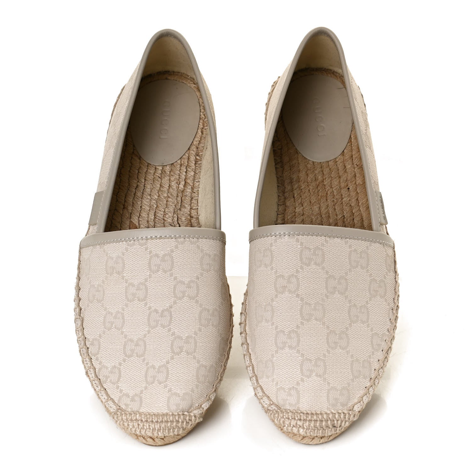 Gucci Washed Cotton Miro Soft Calfskin GG Monogram Espadrilles 38.5 White Mystic White 5 of 11