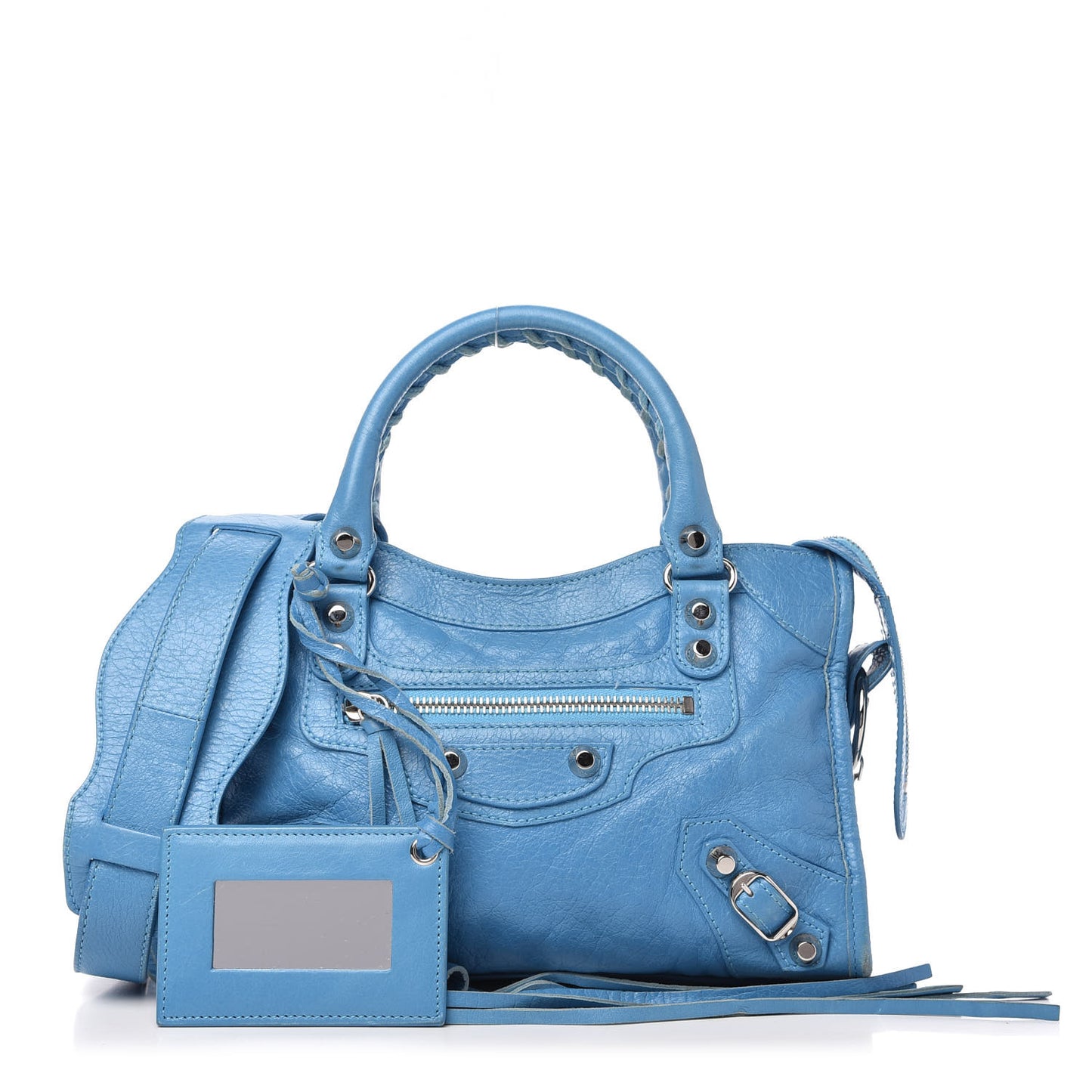 Agneau Classic Silver Hardware Mini City Bleu Azur Clair