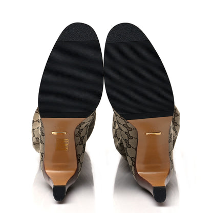 Gucci Monogram Lisa Mid Heel Boots 40.5 Beige Ebony 5 of 6