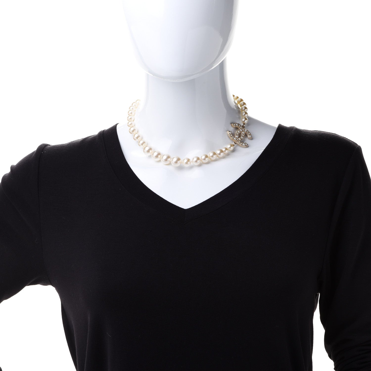 Chanel Pearl CC 100th Anniversary Necklace Light Gold 2 of 6