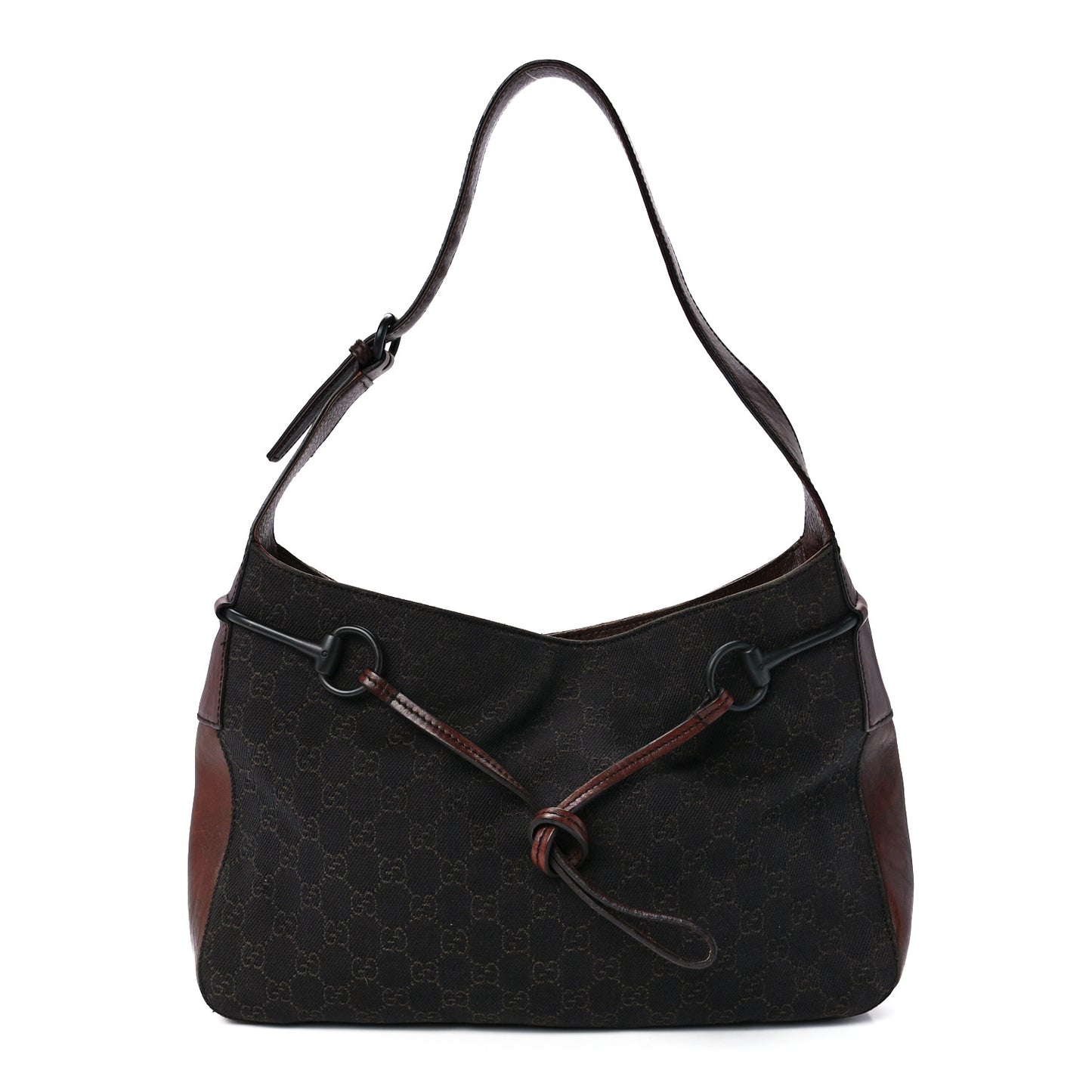 Monogram Canvas Horsebit Drawstring Hobo Brown