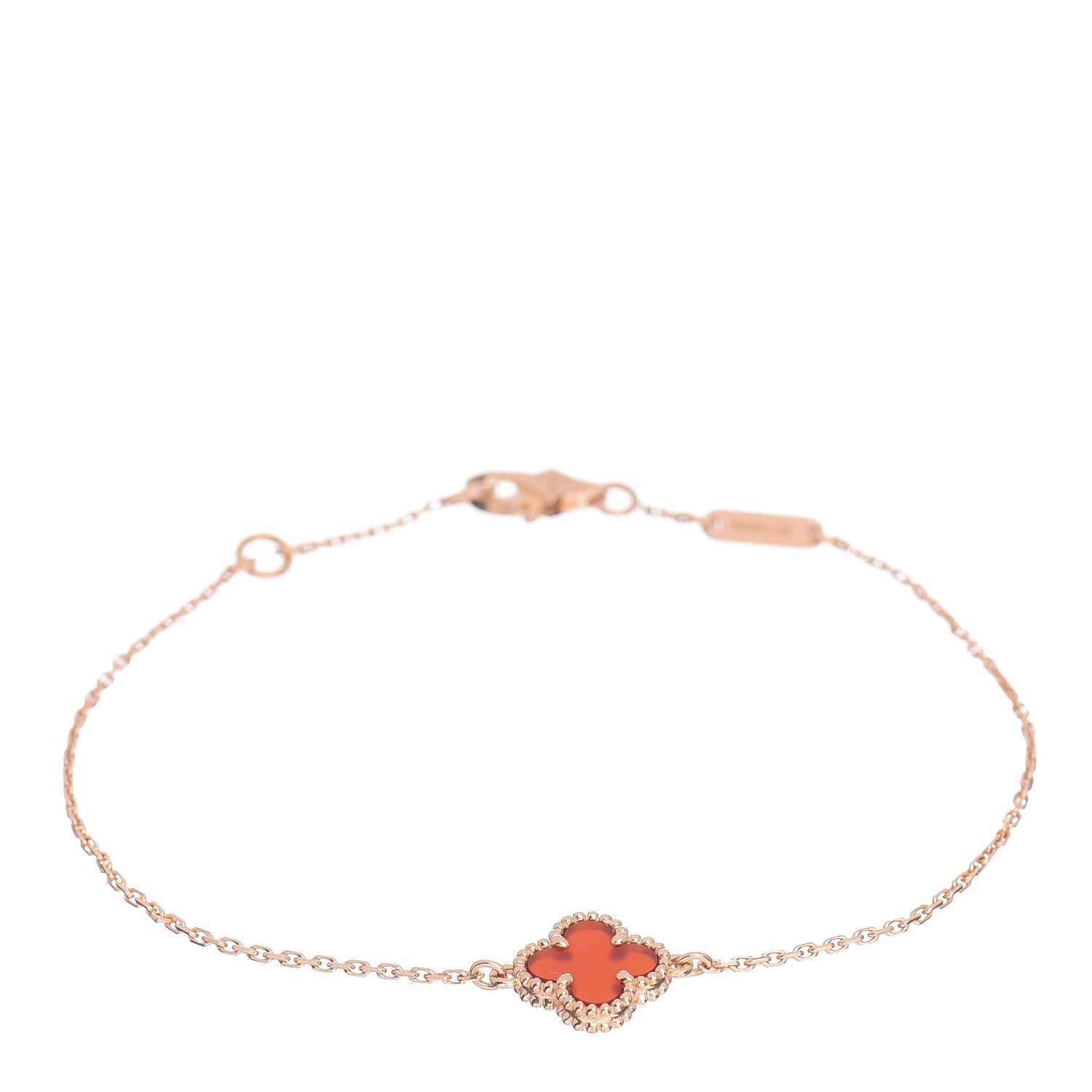 Van Cleef & Arpels 18K Rose Gold Carnelian Sweet Alhambra Bracelet 1 of 5