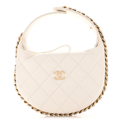 Chanel Lambskin Quilted Chain Around Pouch Hobo White 1 of 11