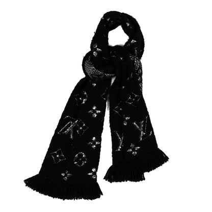 Louis Vuitton Wool Silk Logomania Shine Scarf Black 2 of 8