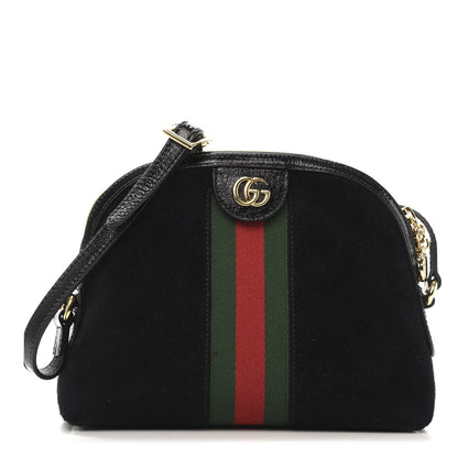 Gucci Suede Patent Web GG Small Ophidia Dome Shoulder Bag Black 1 of 11