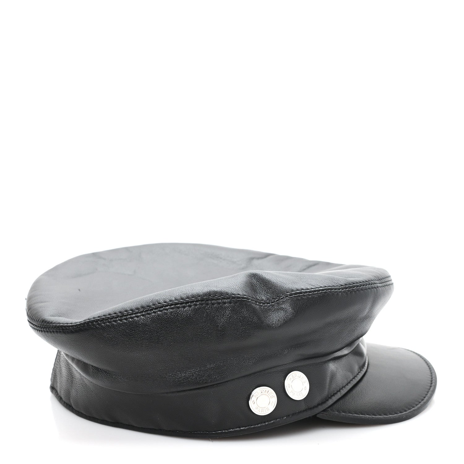 Hermes Lambskin Vauban Charms Cap 56 Black 6 of 8