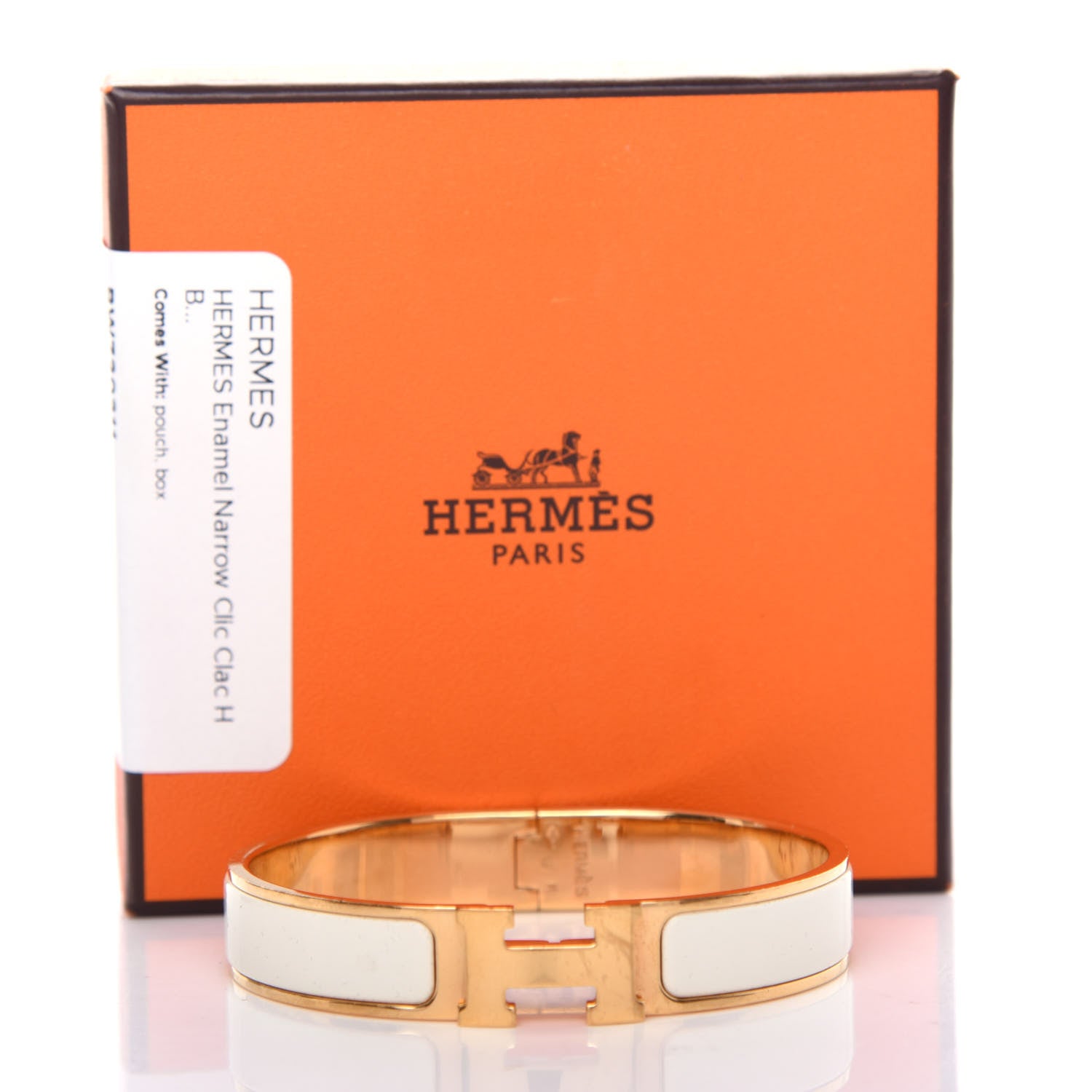 Hermes Enamel Narrow Clic Clac H Bracelet GM White 5 of 5
